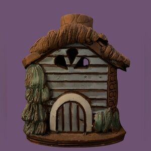 Lithuanian Clay Pottery Fairy House Cottage - Folk Art - 3.5” Tall